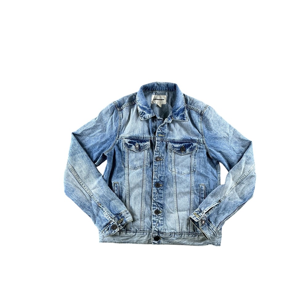 Aeropostale Mens Denim Jacket Light Wash Blue Trucker Jean Jacket Small RN111385